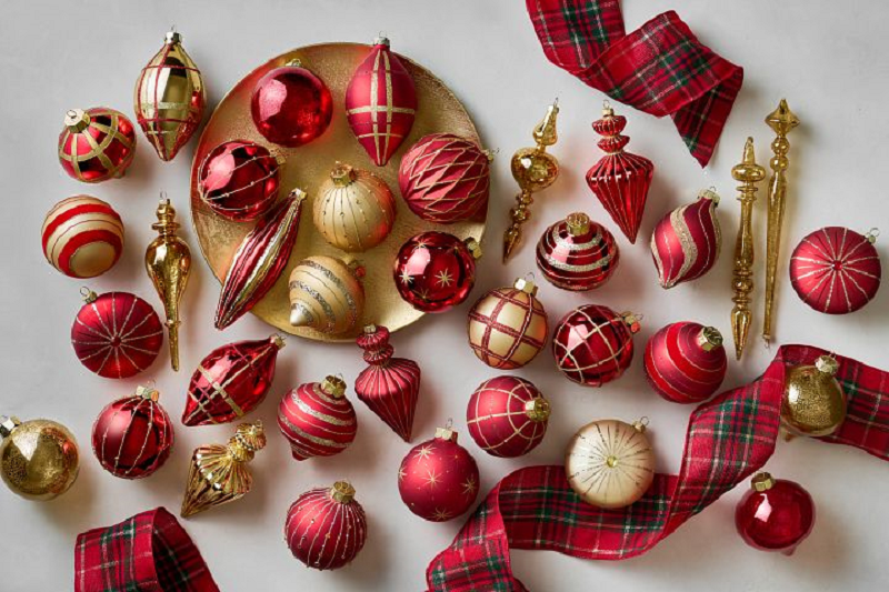 Set of red Christmas Baubles